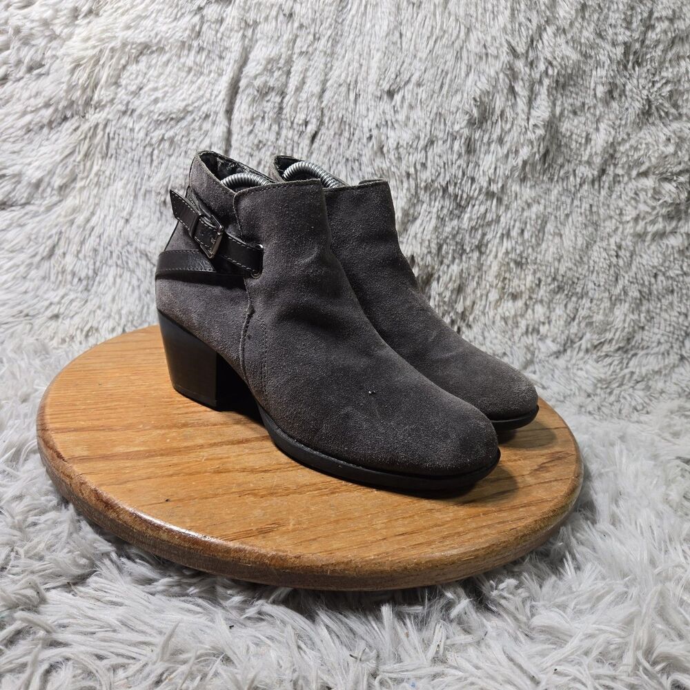 Sonoma Gray Suede Ankle Boots "Meg" Womens Size 8 Bohemian Casual Heeled Booties